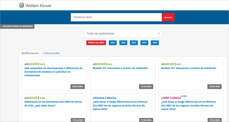 cómo ver todos los a3informa y notificaciones de producto