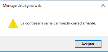 Contraseña modificada