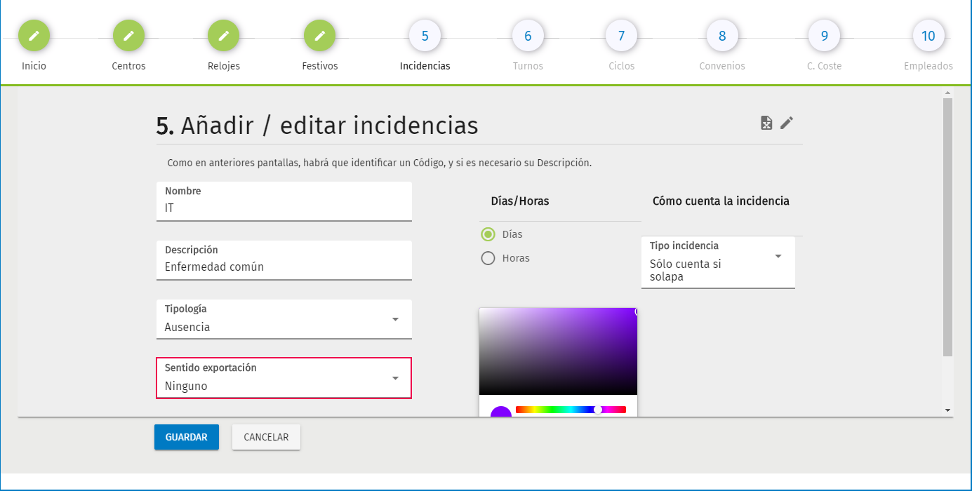 editor incidencias