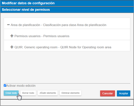 seleccionar nivel de permisos