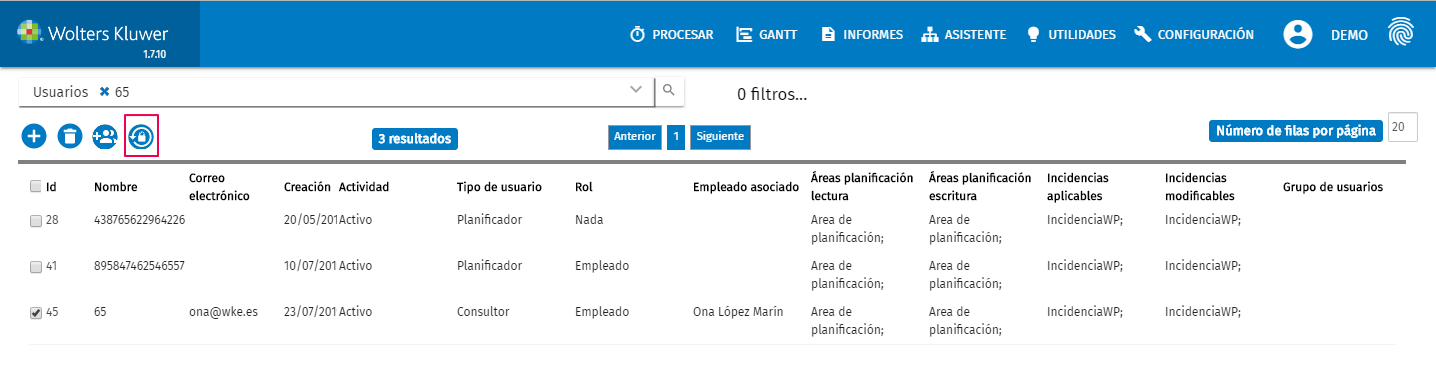 Envío masivo de password