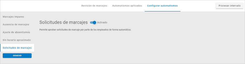 solicitudes de marcajes automatismo