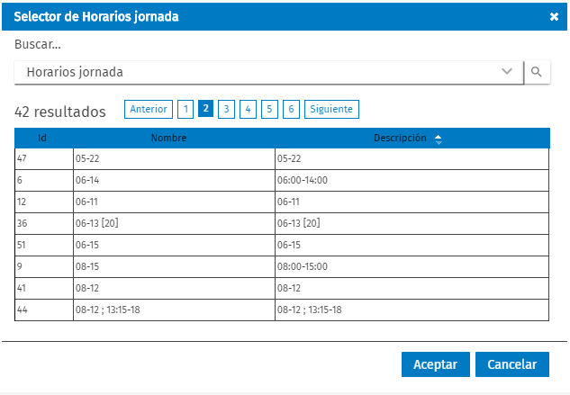 selecctor horarios