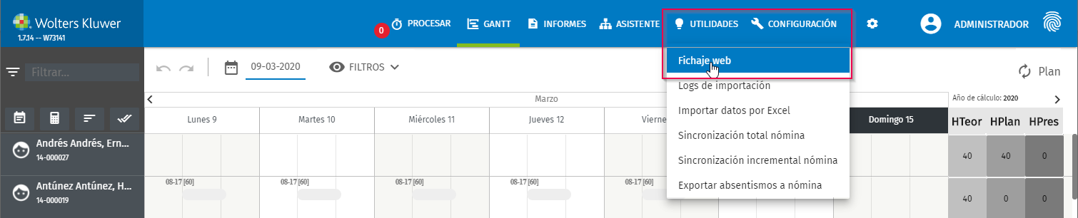 fichaje web