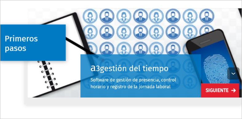 Acceso al asistente de primeros pasos de a3gestión del tiempo