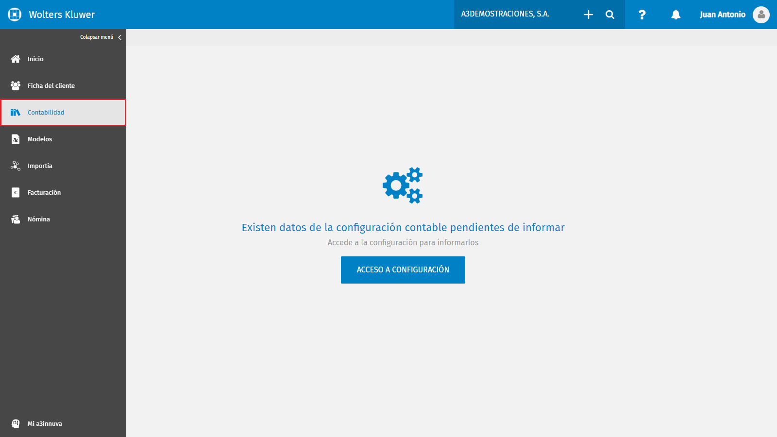 Acceso a configuracion contable