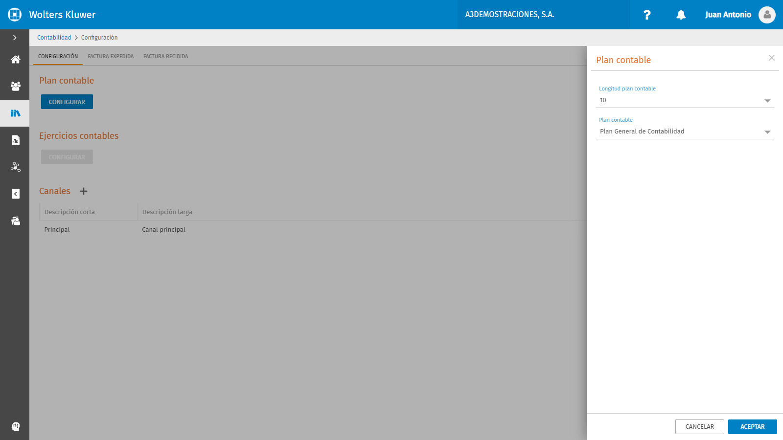Configuracion plan contable