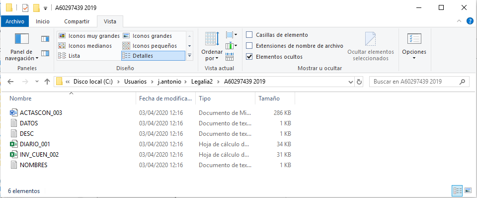 Ficjeros generados en Legalia2