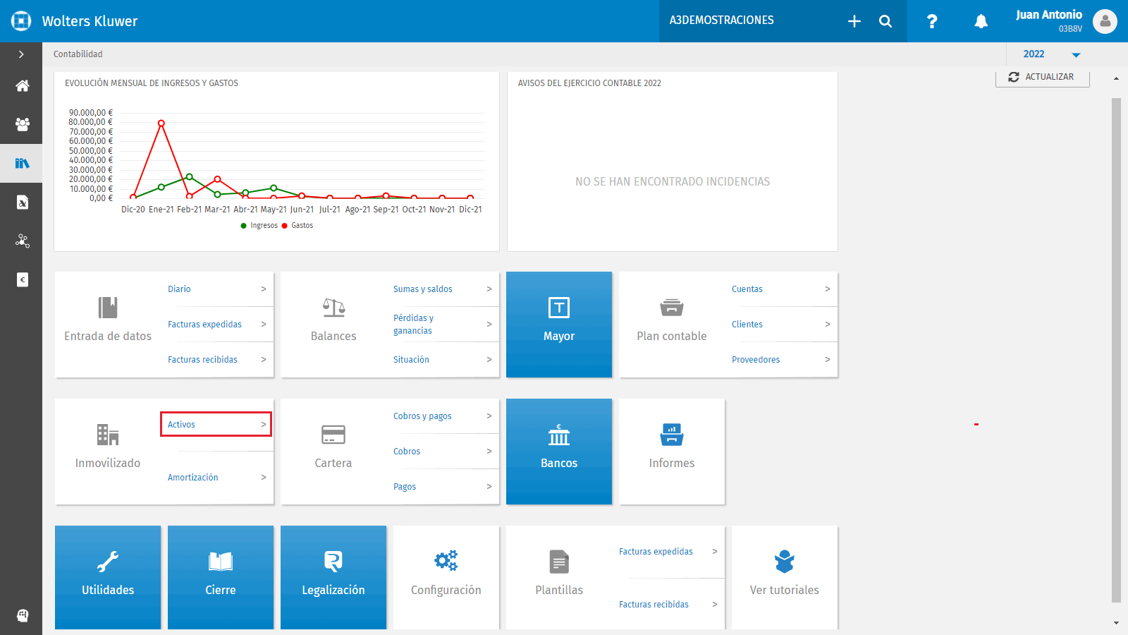 Menu Contabilidad Inmovilizado activos