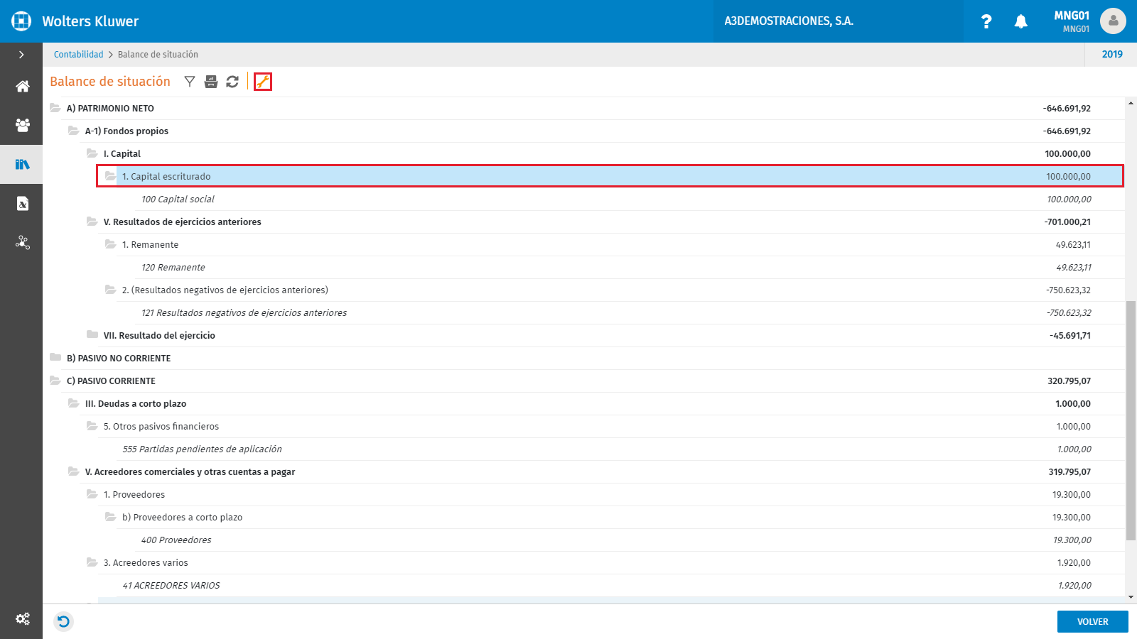 Balance de Situacion Configurar