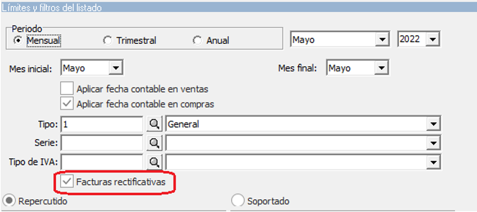 Filtro listado no oficial de Iva