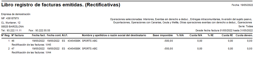 Impresion Listado no oficial