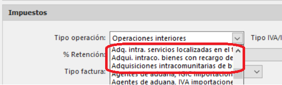 indica el tipo de operación