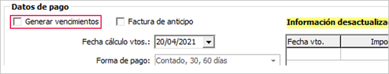 indicador generar vencimientos