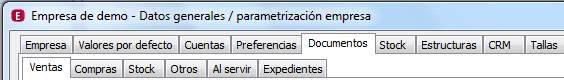 Datos generales / Parametrización empresa / Documentos