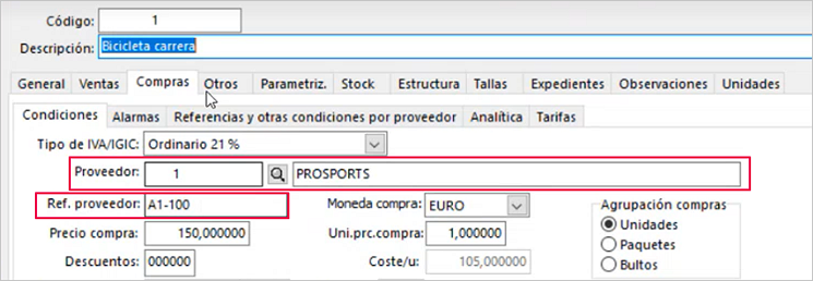 referencia proveedor