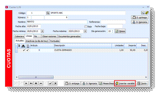 Insertar variable