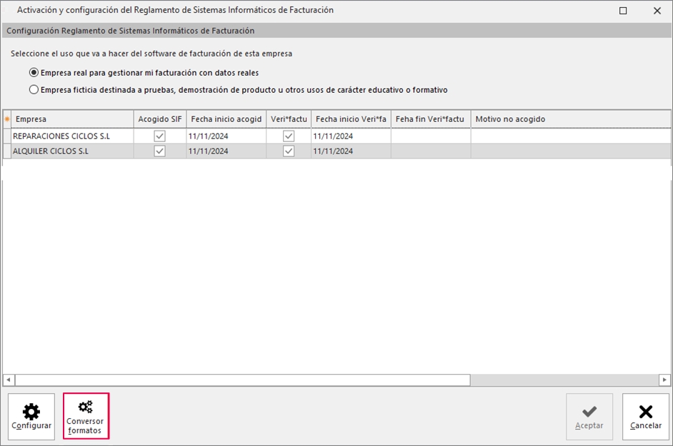 conversor de formatos de factura LAF