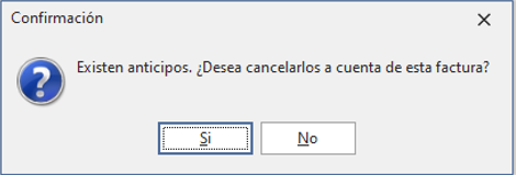 Aviso existen anticipos de cartera