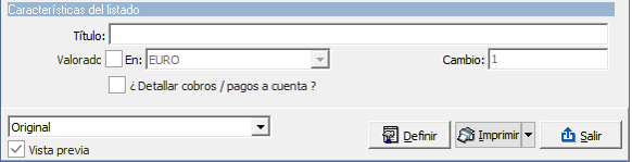 Caracteristicas del listado