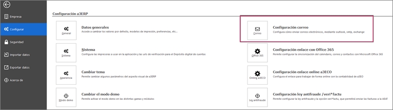configuración del correo electrónico