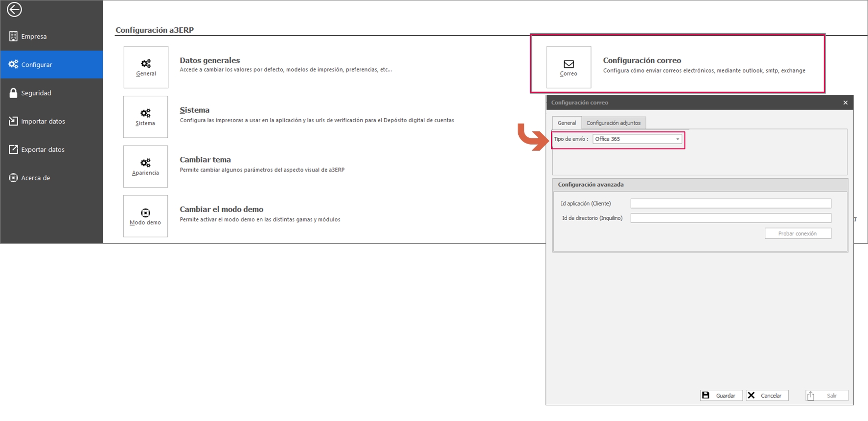 Configuración de correo