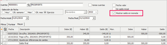 mostrar saldo en moneda dolar