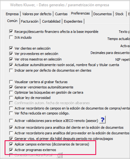 indicadores parametrizacion empresa