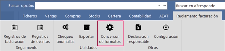 menú Conversor de formatos