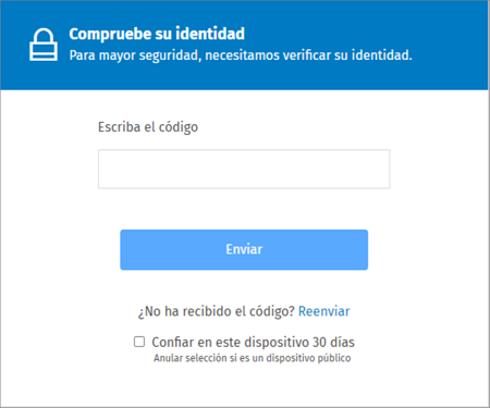introducción del código MFA