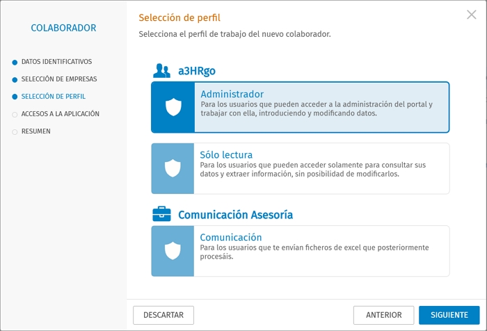 seleccion de perfil