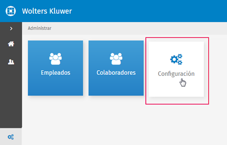 pantalla acceso a opciones de configuración