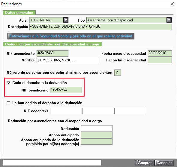 DF Ascendiente con Discapacidad Cesion
