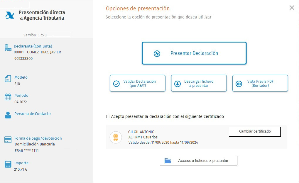 Presentacion Directa Individual con certificado