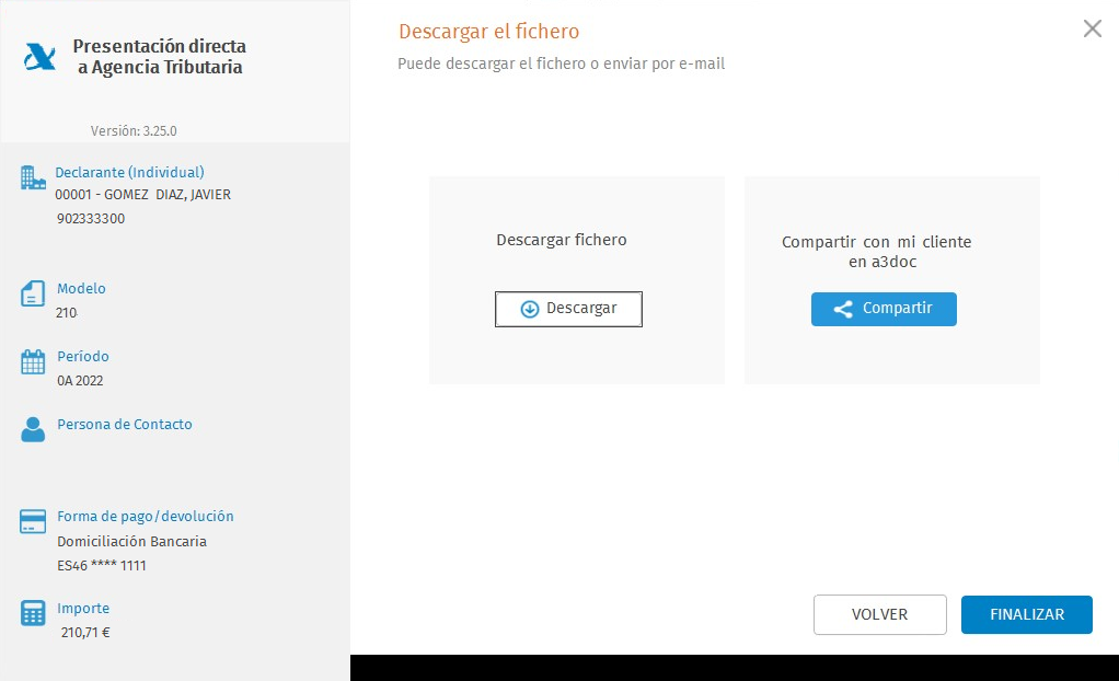 Presentacion Directa Individual con certificado Descarga fichero