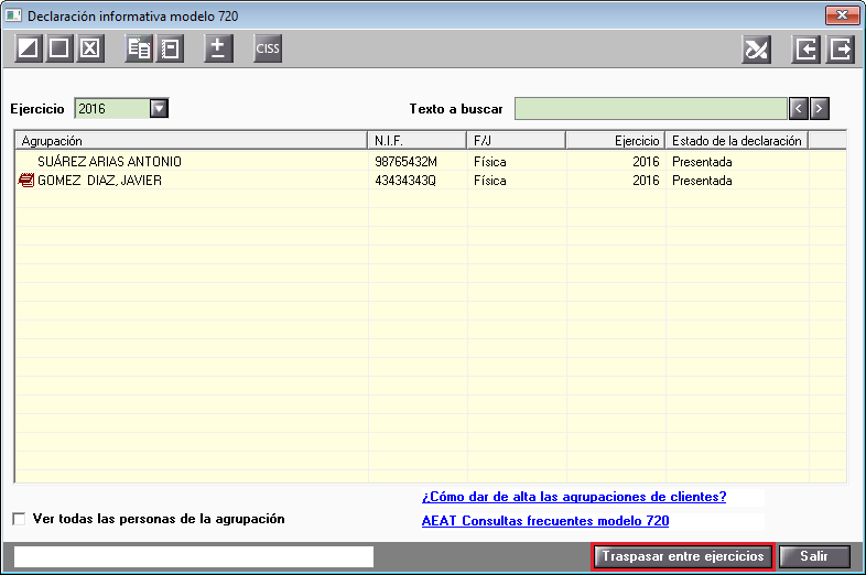 Declaracion informativa modelo 720 Traspasar entre ejercicios