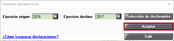 Traspasar agrupaciones aceptar