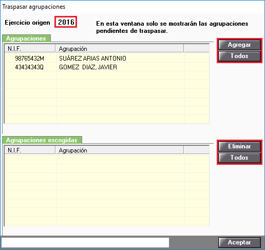 Traspasar agrupaciones declarantes