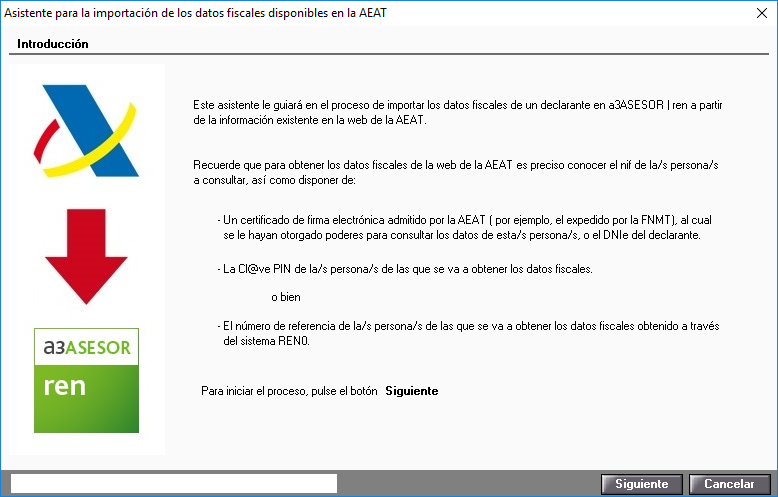 Asistente para la importacion de los datos fiscales disponibles en la AEAT