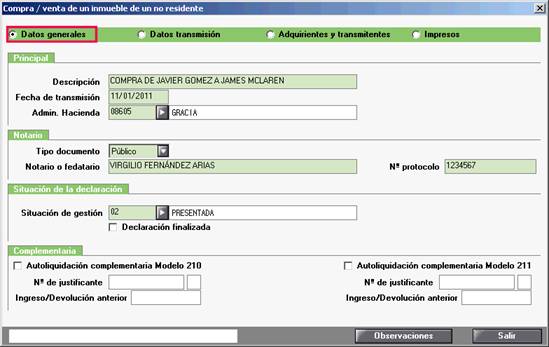 Datos generales compra venta inmuebles no residentes