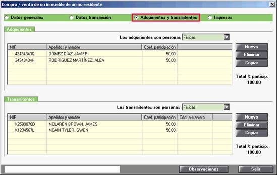 Adquirientes y transmitentes