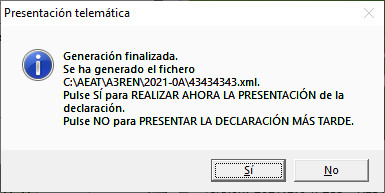 Presentacion Telematica con Certificado Generacion finalizada