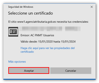 Seleccion de certificado