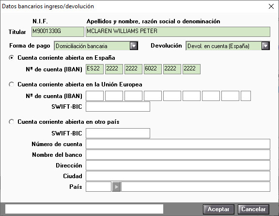 Datos cuenta corriente