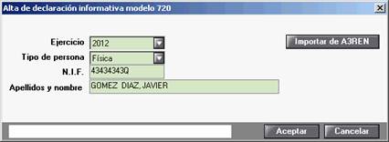 Alta declaración informativa 720