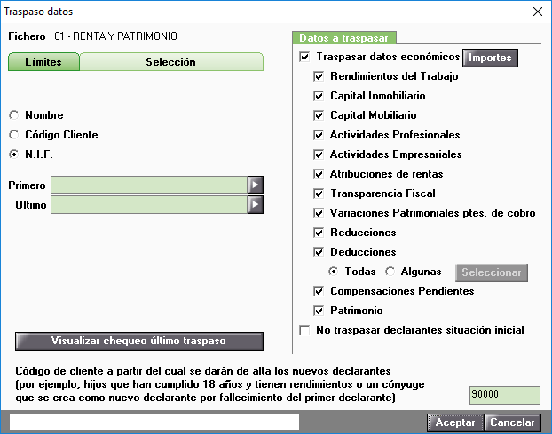 Traspaso de datos