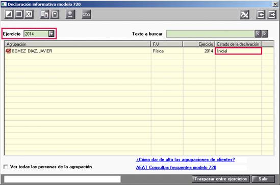 Estado inicial declaración