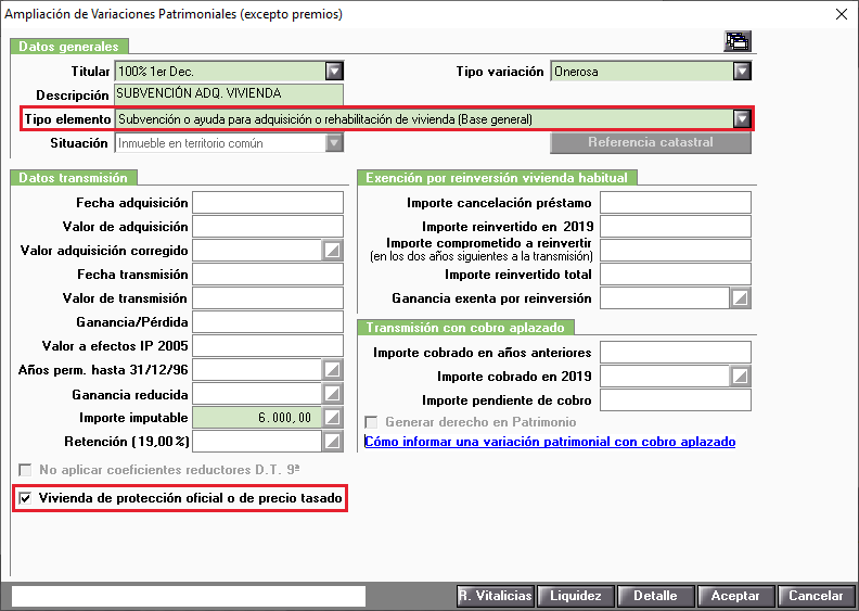 VO Subvencion o ayuda adquisicion de vivienda