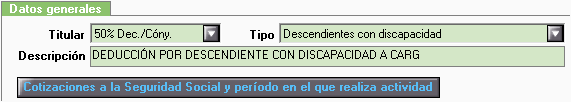 DF Descendiente con discapacidad a cargo Datos generales