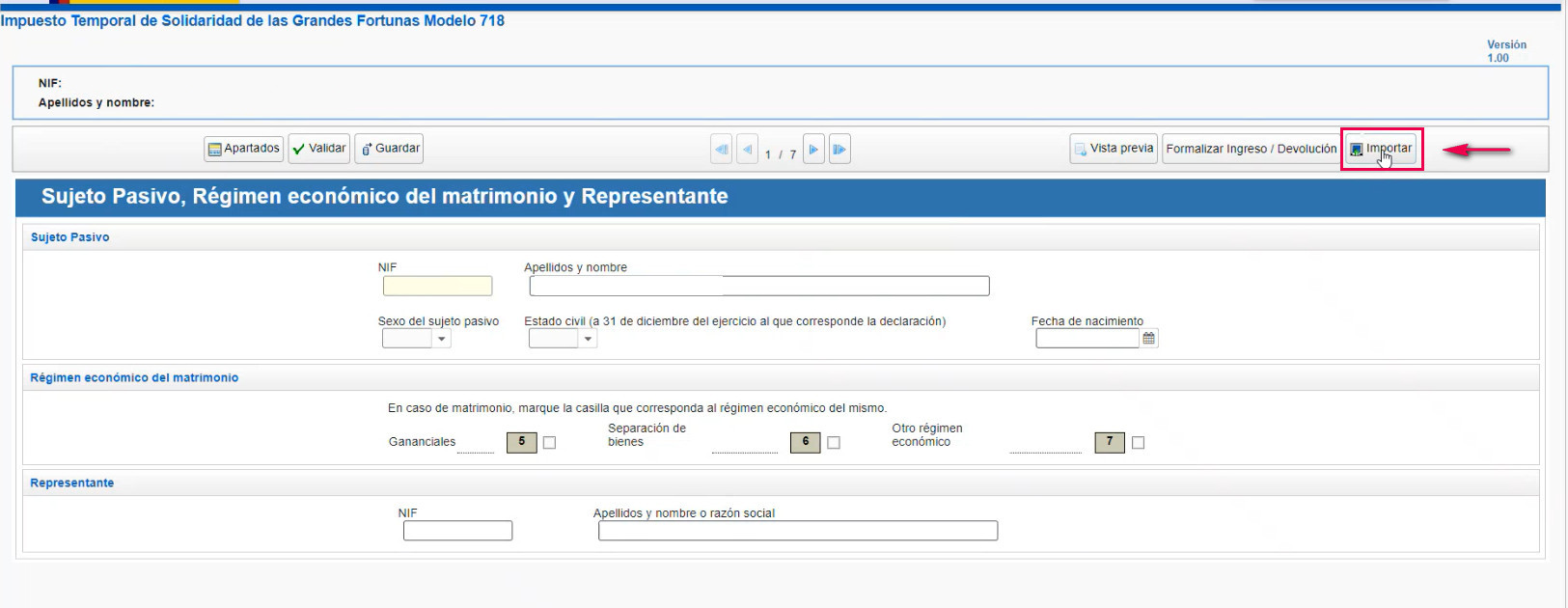 importar fichero 718